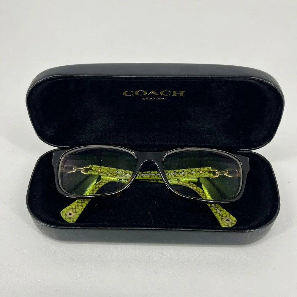 Coach HC 6052 Fannie Dark Tortoise Green Signature C Eyeglasses Frames 54-16-135